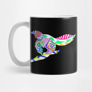 floral bird dinosaur in ecopop mandala kawaii art Mug